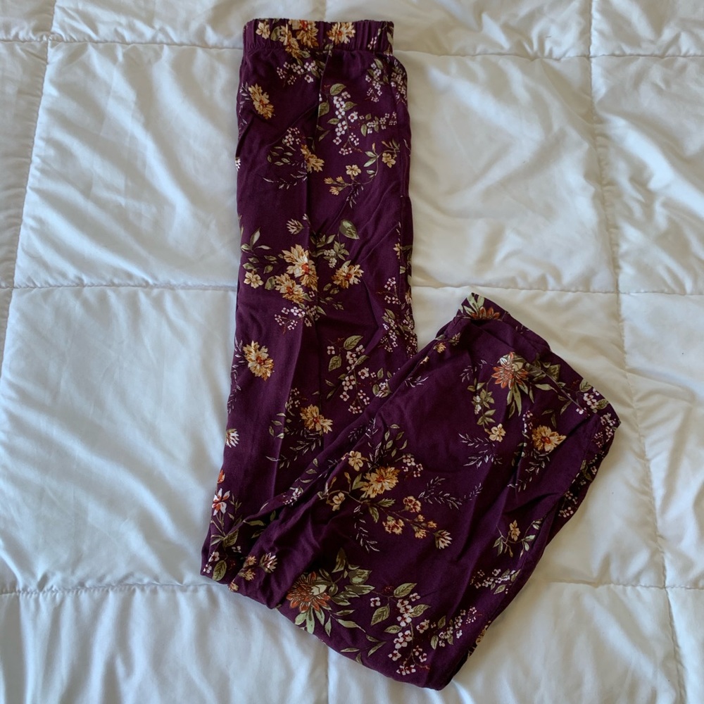 maroon flare pants